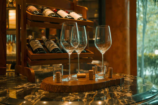 Plusieurs verres de vin différents servis au restaurant